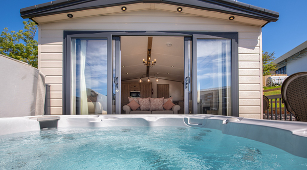 Hot tub on a holiday home decking